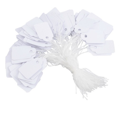 White strung tie - tags, labels