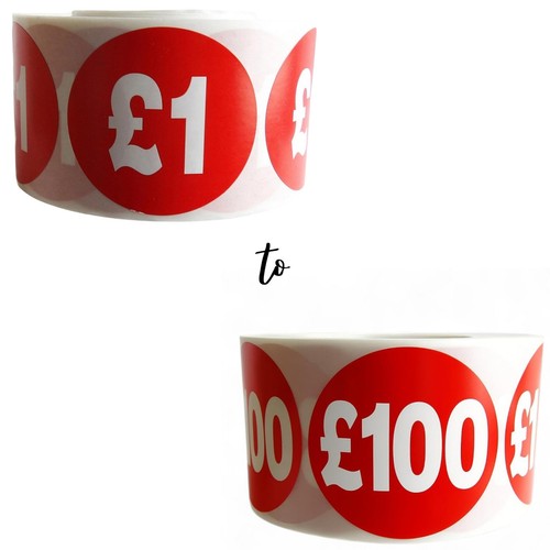 Roll 500 red price stickers - of,