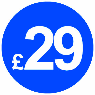 Bright blue price stickers - price,
